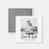 シンプル写真モダン結婚式の日付の保存 マグネット (正面/裏面)
