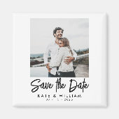 シンプル写真モダン結婚式の日付の保存 マグネット (正面)