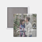シンプル写真モダン結婚式の日付の保存 マグネット (正面/裏面)