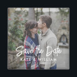 シンプル写真モダン結婚式の日付の保存 マグネット<br><div class="desc">日シンプル付モダン磁石を保存した写真。このミニマルデザインをカスタマイズして、個人用の詳細とメッセージを作成する。</div>
