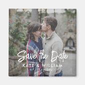 シンプル写真モダン結婚式の日付の保存 マグネット (正面)
