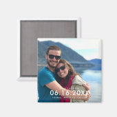 シンプル写真モダン結婚式の日付の保存 マグネット (正面/裏面)