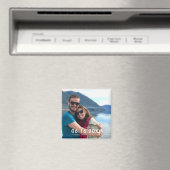 シンプル写真モダン結婚式の日付の保存 マグネット (インサイチュ (食洗機))