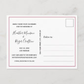 シンプル写真モダン結婚式の日付の保存 案内ポストカード (裏面)
