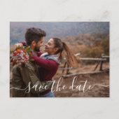 シンプル写真モダン結婚式の日付の保存 案内ポストカード (正面)