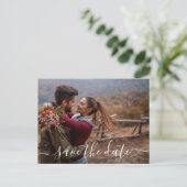 シンプル写真モダン結婚式の日付の保存 案内ポストカード (スタンド正面)