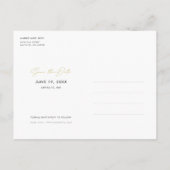 シンプル写真モダン結婚式の日付の保存 案内ポストカード (裏面)