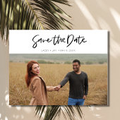 シンプル写真モダン結婚式の日付の保存 案内ポストカード