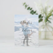 シンプル写真モダン結婚式の日付の保存 案内ポストカード (スタンド正面)