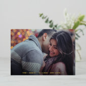 シンプル写真モダン結婚式の日付の保存 箔招待状 (立ち正面)