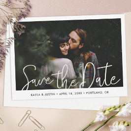 シンプル写真モダン結婚式の日付カードを保存 セーブザデート