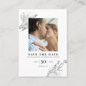 シンプル写真モダン結婚式の日付カードを保存 名刺 (正面)