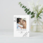 シンプル写真モダン結婚式の日付カードを保存 名刺 (スタンド正面)