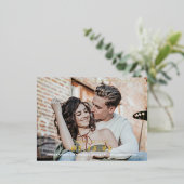 シンプル写真モダン金ゴールド箔で日付を保存 箔招待状ポストカード (立ち正面)