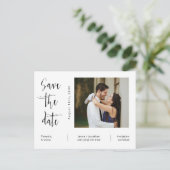 シンプル写真モダンQRコード日付の保存 ポストカード (スタンド正面)