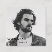 シンプル写真モダンQRコードSNS スクエア名刺 (正面)