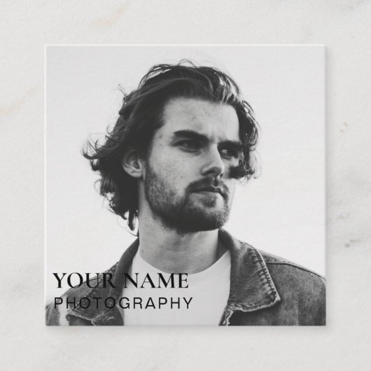 シンプル写真モダンQRコードSNS スクエア名刺 (正面)