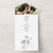 シンプル写真ユーカリ両結婚親 オールインワン招待状 (内側)