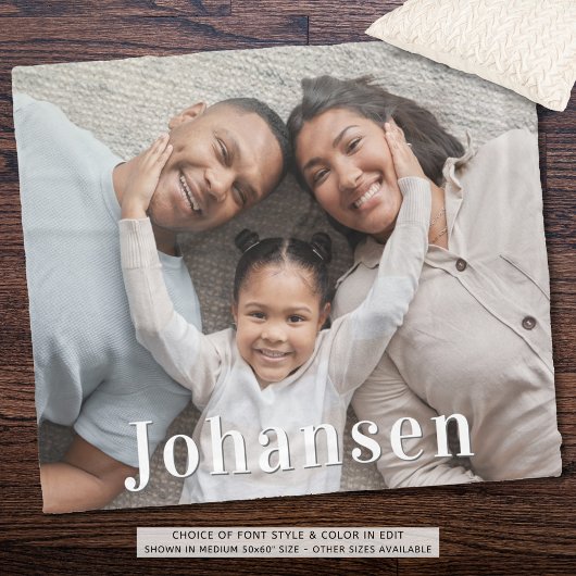 シンプル写真一家名 フリースブランケット