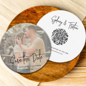 シンプル写真丸QRコードの日付を保存結婚する 招待状