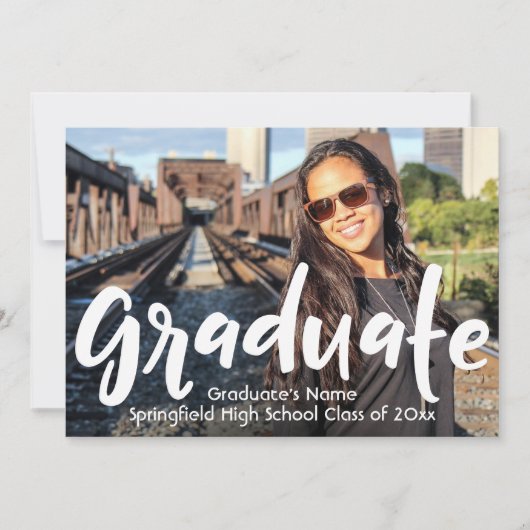 シンプル写真付き白黒グラッドアナウンス 案内状 (正面)