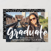 シンプル写真付き白黒グラッドアナウンス 案内状 (正面/裏面)