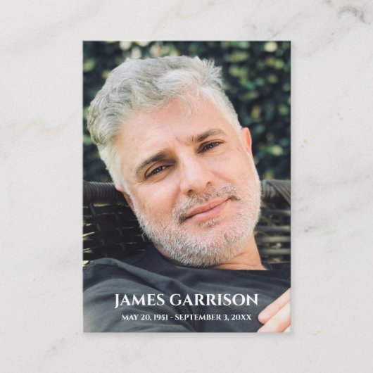 シンプル写真付き赤い葬儀祈りの言葉カード エンクロージャーカード (正面)