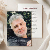 シンプル写真付き赤い葬儀祈りの言葉カード エンクロージャーカード