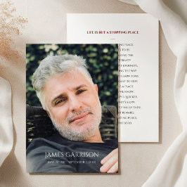 シンプル写真付き赤い葬儀祈りの言葉カード エンクロージャーカード