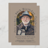 シンプル写真付き90歳の誕生日パーティー 招待状 (正面/裏面)