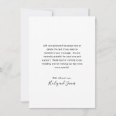 シンプル写真優雅な結婚式 サンキューカード (裏面)