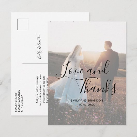 シンプル写真優雅な結婚式 ポストカード (正面/裏面)