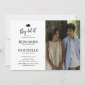 シンプル写真共同卒業 招待状 (正面)