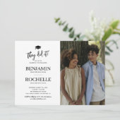 シンプル写真共同卒業 招待状 (スタンド正面)