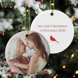 シンプル写真冬の水彩赤（鳥）ショウジョウコウカンチョウ鳥 セラミックオーナメント