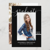 シンプル写真卒業のお知らせ2022黒 案内状 (正面/裏面)