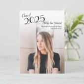 シンプル写真卒業アナウンスブラモダンック 招待状 (スタンド正面)