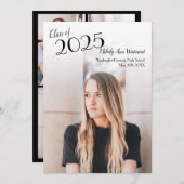 シンプル写真卒業アナウンスブラモダンック 招待状 (正面/裏面)