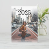 シンプル写真卒業アナウンスブラモダンック 招待状 (スタンド正面)