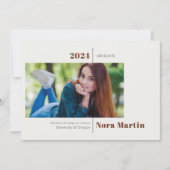 シンプル写真卒業オーバーンクリーム発表 案内状 (正面)