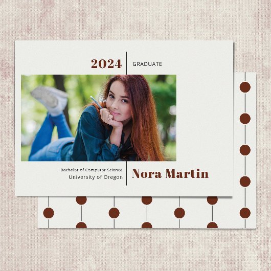 シンプル写真卒業オーバーンクリーム発表 案内状