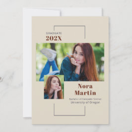 シンプル写真卒業オーバーンクリーム発表 案内状