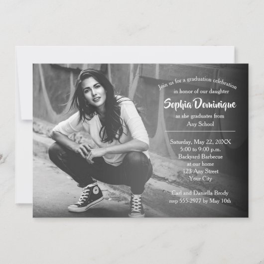 シンプル写真卒業パーティー招待状 招待状 (正面)