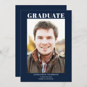 シンプル写真卒業ブルー 案内状 (正面/裏面)