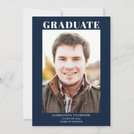 シンプル写真卒業ブルー 案内状