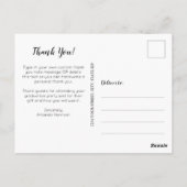 シンプル写真卒業ホワイトスクリプトありがとう ポストカード (裏面)