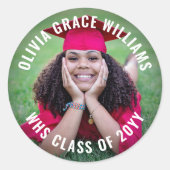 シンプル写真卒業ミニマモダンリストエレガント ラウンドシール (正面)