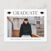シンプル写真卒業招待状 ポストカード (正面)