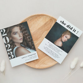 シンプル写真卒業発表 案内状