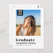 シンプル写真卒業2022パーティの招待状 ポストカード (正面/裏面)